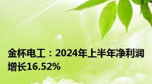 金杯电工：2024年上半年净利润增长16.52%