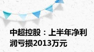 中超控股：上半年净利润亏损2013万元