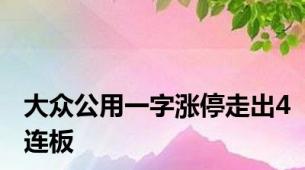 大众公用一字涨停走出4连板