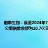 诺泰生物：截至2024年7月31日 公司借款余额为10.7亿元