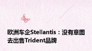 欧洲车企Stellantis：没有意图去出售Trident品牌