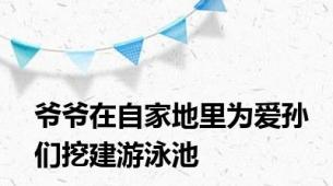 爷爷在自家地里为爱孙们挖建游泳池