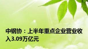 中钢协：上半年重点企业营业收入3.09万亿元