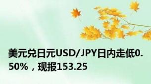 美元兑日元USD/JPY日内走低0.50%，现报153.25