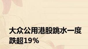 大众公用港股跳水一度跌超19%