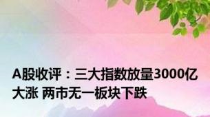 A股收评：三大指数放量3000亿大涨 两市无一板块下跌