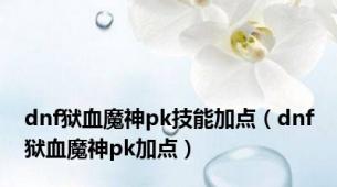 dnf狱血魔神pk技能加点（dnf狱血魔神pk加点）