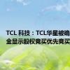 TCL 科技：TCL华星被确定为乐金显示股权竞买优先竞买方