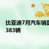 比亚迪7月汽车销量342383辆