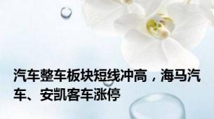 汽车整车板块短线冲高，海马汽车、安凯客车涨停