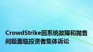 CrowdStrike因系统故障和抛售问题面临投资者集体诉讼