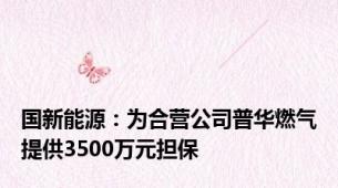 国新能源：为合营公司普华燃气提供3500万元担保