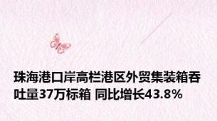 珠海港口岸高栏港区外贸集装箱吞吐量37万标箱 同比增长43.8%