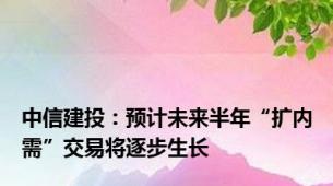 中信建投：预计未来半年“扩内需”交易将逐步生长