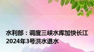 水利部：调度三峡水库加快长江2024年3号洪水退水