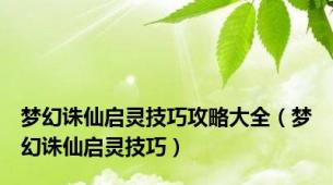 梦幻诛仙启灵技巧攻略大全（梦幻诛仙启灵技巧）