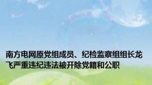 南方电网原党组成员、纪检监察组组长龙飞严重违纪违法被开除党籍和公职