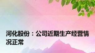 河化股份：公司近期生产经营情况正常