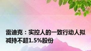 雷迪克：实控人的一致行动人拟减持不超1.5%股份