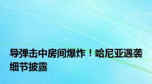 导弹击中房间爆炸！哈尼亚遇袭细节披露