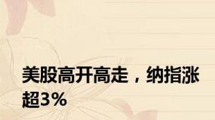 美股高开高走，纳指涨超3%