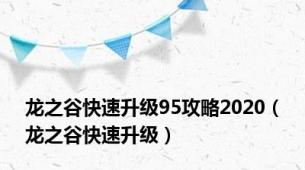 龙之谷快速升级95攻略2020（龙之谷快速升级）