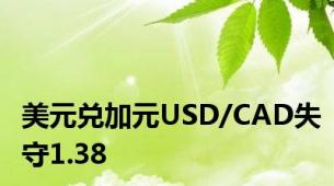 美元兑加元USD/CAD失守1.38