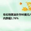 布伦特原油失守80美元/桶，日内跌幅1.76%