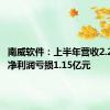 南威软件：上半年营收2.27亿元 净利润亏损1.15亿元