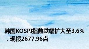 韩国KOSPI指数跌幅扩大至3.6%，现报2677.96点