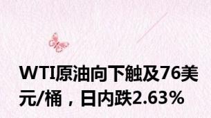 WTI原油向下触及76美元/桶，日内跌2.63%