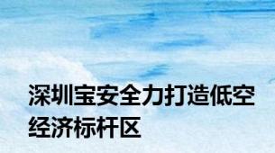 深圳宝安全力打造低空经济标杆区