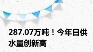 287.07万吨！今年日供水量创新高