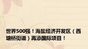 世界500强！海盐经济开发区（西塘桥街道）再添国际项目！