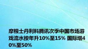 摩根士丹利料腾讯次季中国市场游戏流水按年升10%至15% 国际增40%至50%