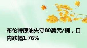 布伦特原油失守80美元/桶，日内跌幅1.76%