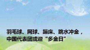 羽毛球、网球、蹦床、跳水冲金，中国代表团或迎“多金日”