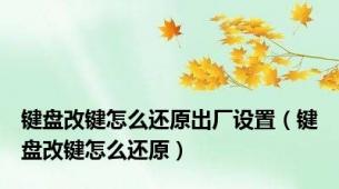 键盘改键怎么还原出厂设置（键盘改键怎么还原）