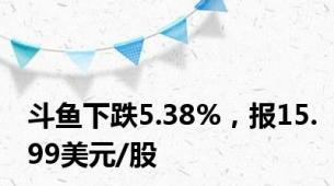 斗鱼下跌5.38%，报15.99美元/股