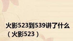 火影523到539讲了什么（火影523）