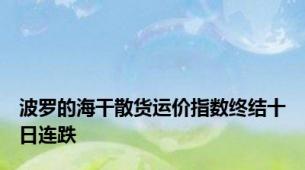 波罗的海干散货运价指数终结十日连跌