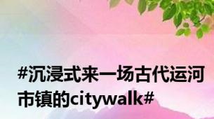 #沉浸式来一场古代运河市镇的citywalk#