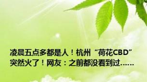 凌晨五点多都是人！杭州“荷花CBD”突然火了！网友：之前都没看到过……