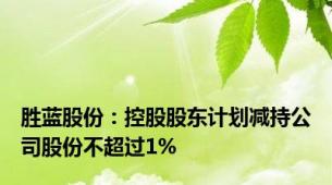 胜蓝股份：控股股东计划减持公司股份不超过1%