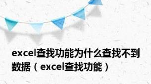 excel查找功能为什么查找不到数据（excel查找功能）