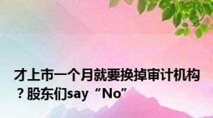 才上市一个月就要换掉审计机构？股东们say“No”