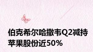 伯克希尔哈撒韦Q2减持苹果股份近50%