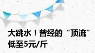 大跳水！曾经的“顶流”低至5元/斤