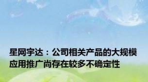 星网宇达：公司相关产品的大规模应用推广尚存在较多不确定性