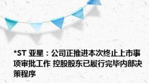 *ST 亚星：公司正推进本次终止上市事项审批工作 控股股东已履行完毕内部决策程序